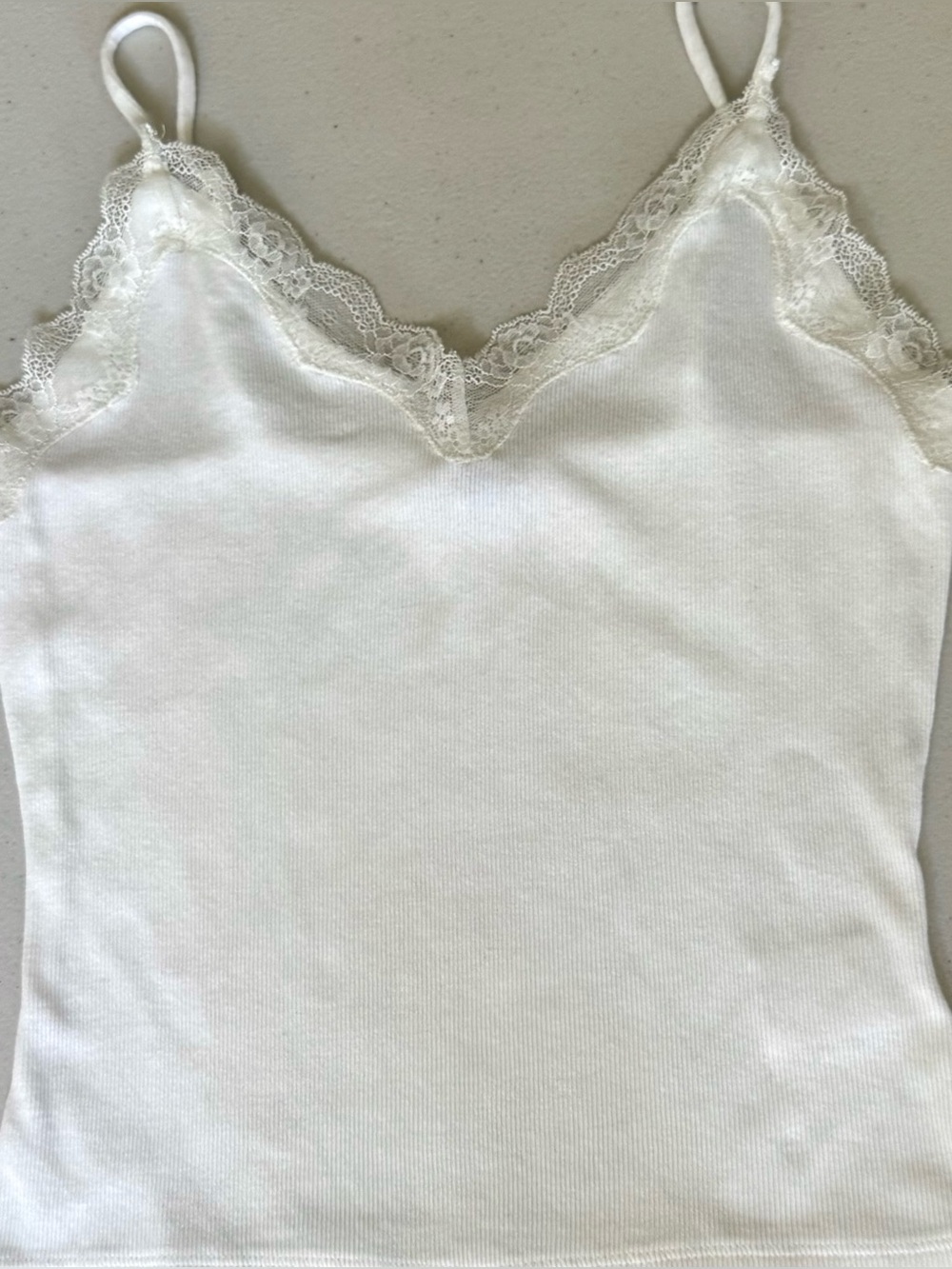 Express Fitted White Lace Trim Camisole Tank Top Size Small